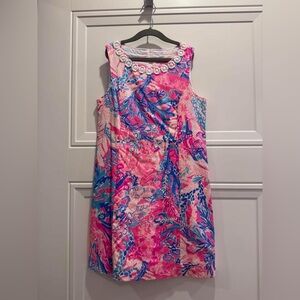 Lilly Pulitzer Mini Mila Shift Dress Girls Sz 12 Pink Blue Sleeveless Shift EUC